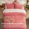 imageBedsure Queen Comforter Set  7 Pieces Sage Green Queen Bedding Set for All Seasons Boho Contrasting Design Bed in a Bag with Comforter Sheets Pillowcases ampamp Shams13  CoralPink