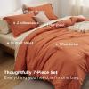 imageBedsure Queen Comforter Set  7 Pieces Sage Green Queen Bedding Set for All Seasons Boho Contrasting Design Bed in a Bag with Comforter Sheets Pillowcases ampamp Shams11  Burnt OrangeWarm Sand