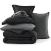 imageBedsure Queen Comforter Set  7 Pieces Sage Green Queen Bedding Set for All Seasons Boho Contrasting Design Bed in a Bag with Comforter Sheets Pillowcases ampamp Shams06  BlackDark Grey