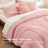 imageBedsure Queen Comforter Set  7 Pieces Sage Green Queen Bedding Set for All Seasons Boho Contrasting Design Bed in a Bag with Comforter Sheets Pillowcases ampamp Shams14  Light PinkIvory