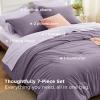 imageBedsure Queen Comforter Set  7 Pieces Sage Green Queen Bedding Set for All Seasons Boho Contrasting Design Bed in a Bag with Comforter Sheets Pillowcases ampamp Shams10  Grayish PurpleLavender