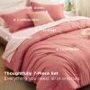 imageBedsure Queen Comforter Set  7 Pieces Sage Green Queen Bedding Set for All Seasons Boho Contrasting Design Bed in a Bag with Comforter Sheets Pillowcases ampamp Shams13  CoralPink
