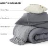imageBedsure Queen Comforter Set 5 Pieces  Bed in a Bag with Checkered Throw Blanket and Decorative Pillow Lightweight Bedding Comforter Sets All Season Boho Bedding Linen Beige01  Dark Grey Chenille