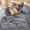 imageBedsure Queen Comforter Set 5 Pieces  Bed in a Bag with Checkered Throw Blanket and Decorative Pillow Lightweight Bedding Comforter Sets All Season Boho Bedding Linen Beige01  Dark Grey Chenille