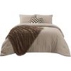 imageBedsure Queen Comforter Set 5 Pieces  Bed in a Bag with Checkered Throw Blanket and Decorative Pillow Lightweight Bedding Comforter Sets All Season Boho Bedding Linen Beige06  Light Camel Plaid