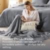 imageBedsure Queen Comforter Set 5 Pieces  Bed in a Bag with Checkered Throw Blanket and Decorative Pillow Lightweight Bedding Comforter Sets All Season Boho Bedding Linen Beige01  Dark Grey Chenille