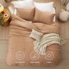 imageBedsure Queen Comforter Set 5 Pieces  Bed in a Bag with Checkered Throw Blanket and Decorative Pillow Lightweight Bedding Comforter Sets All Season Boho Bedding Linen Beige03  Burnt Orange Chenille