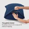 imageBedsure Queen Pillow Cases Set of 2  Dark Grey Double Brushed Microfiber Pillowcases 2 Pack Super Soft Cooling Pillow Case Covers with Envelope Closure Wrinkle Fade and Stain Resistant 20x3011  Navy