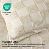 imageBedsure Queen Size Comforter Set Beige Boho Tufted Bed Set Checkered Farmhouse Shabby Chic Bedding 3 Pieces 1 Plaid Geometric Comforter and 2 Pillow Shams11  Grayish Pink  Tufted Checkboard