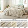 imageBedsure Queen Size Comforter Set Beige Boho Tufted Bed Set Checkered Farmhouse Shabby Chic Bedding 3 Pieces 1 Plaid Geometric Comforter and 2 Pillow Shams02  Linen  Large Checkboard