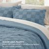 imageBedsure Queen Size Comforter Set Beige Boho Tufted Bed Set Checkered Farmhouse Shabby Chic Bedding 3 Pieces 1 Plaid Geometric Comforter and 2 Pillow Shams12  Mineral Blue  Tufted Checkboard