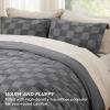 imageBedsure Queen Size Comforter Set Beige Boho Tufted Bed Set Checkered Farmhouse Shabby Chic Bedding 3 Pieces 1 Plaid Geometric Comforter and 2 Pillow Shams14  Dark Grey  Tufted Checkboard