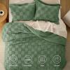 imageBedsure Queen Size Comforter Set Beige Boho Tufted Bed Set Checkered Farmhouse Shabby Chic Bedding 3 Pieces 1 Plaid Geometric Comforter and 2 Pillow Shams06  Green  Tufted Checkboard