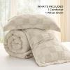 imageBedsure Queen Size Comforter Set Beige Boho Tufted Bed Set Checkered Farmhouse Shabby Chic Bedding 3 Pieces 1 Plaid Geometric Comforter and 2 Pillow Shams14  Dark Grey  Tufted Checkboard