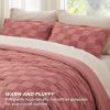 imageBedsure Queen Size Comforter Set Beige Boho Tufted Bed Set Checkered Farmhouse Shabby Chic Bedding 3 Pieces 1 Plaid Geometric Comforter and 2 Pillow Shams11  Grayish Pink  Tufted Checkboard