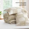 imageBedsure Queen Size Comforter Set Beige Boho Tufted Bed Set Checkered Farmhouse Shabby Chic Bedding 3 Pieces 1 Plaid Geometric Comforter and 2 Pillow Shams02  Linen  Large Checkboard