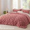 imageBedsure Queen Size Comforter Set Beige Boho Tufted Bed Set Checkered Farmhouse Shabby Chic Bedding 3 Pieces 1 Plaid Geometric Comforter and 2 Pillow Shams11  Grayish Pink  Tufted Checkboard