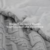 imageBedsure Queen Size Comforter Set Beige Boho Tufted Bed Set Checkered Farmhouse Shabby Chic Bedding 3 Pieces 1 Plaid Geometric Comforter and 2 Pillow Shams18  Grey  Fuzzy Cable Stripe