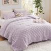 imageBedsure Queen Size Comforter Set Beige Boho Tufted Bed Set Checkered Farmhouse Shabby Chic Bedding 3 Pieces 1 Plaid Geometric Comforter and 2 Pillow Shams16  Light Purple  Fuzzy Checkerboard