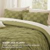 imageBedsure Queen Size Comforter Set Beige Boho Tufted Bed Set Checkered Farmhouse Shabby Chic Bedding 3 Pieces 1 Plaid Geometric Comforter and 2 Pillow Shams07  Olive Green  Tufted Checkboard