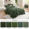 imageBedsure Queen Size Comforter Set Beige Boho Tufted Bed Set Checkered Farmhouse Shabby Chic Bedding 3 Pieces 1 Plaid Geometric Comforter and 2 Pillow Shams15  Olive Green  Fuzzy Checkerboard