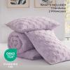 imageBedsure Queen Size Comforter Set Beige Boho Tufted Bed Set Checkered Farmhouse Shabby Chic Bedding 3 Pieces 1 Plaid Geometric Comforter and 2 Pillow Shams16  Light Purple  Fuzzy Checkerboard