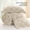 imageBedsure Queen Size Comforter Set Beige Boho Tufted Bed Set Checkered Farmhouse Shabby Chic Bedding 3 Pieces 1 Plaid Geometric Comforter and 2 Pillow Shams11  Grayish Pink  Tufted Checkboard