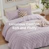 imageBedsure Queen Size Comforter Set Beige Boho Tufted Bed Set Checkered Farmhouse Shabby Chic Bedding 3 Pieces 1 Plaid Geometric Comforter and 2 Pillow Shams16  Light Purple  Fuzzy Checkerboard
