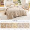 imageBedsure Queen Size Comforter Set Beige Boho Tufted Bed Set Checkered Farmhouse Shabby Chic Bedding 3 Pieces 1 Plaid Geometric Comforter and 2 Pillow Shams19  Warm Sand  Fuzzy Cable Stripe