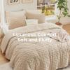 imageBedsure Queen Size Comforter Set Beige Boho Tufted Bed Set Checkered Farmhouse Shabby Chic Bedding 3 Pieces 1 Plaid Geometric Comforter and 2 Pillow Shams19  Warm Sand  Fuzzy Cable Stripe