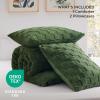 imageBedsure Queen Size Comforter Set Beige Boho Tufted Bed Set Checkered Farmhouse Shabby Chic Bedding 3 Pieces 1 Plaid Geometric Comforter and 2 Pillow Shams15  Olive Green  Fuzzy Checkerboard