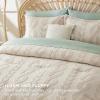 imageBedsure Queen Size Comforter Set Beige Boho Tufted Bed Set Checkered Farmhouse Shabby Chic Bedding 3 Pieces 1 Plaid Geometric Comforter and 2 Pillow Shams21  Beige  Cable Stripe