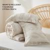 imageBedsure Queen Size Comforter Set Beige Boho Tufted Bed Set Checkered Farmhouse Shabby Chic Bedding 3 Pieces 1 Plaid Geometric Comforter and 2 Pillow Shams21  Beige  Cable Stripe