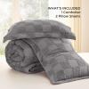 imageBedsure Queen Size Comforter Set Beige Boho Tufted Bed Set Checkered Farmhouse Shabby Chic Bedding 3 Pieces 1 Plaid Geometric Comforter and 2 Pillow Shams13  Grey  Tufted Checkboard