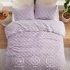 imageBedsure Queen Size Comforter Set Beige Boho Tufted Bed Set Checkered Farmhouse Shabby Chic Bedding 3 Pieces 1 Plaid Geometric Comforter and 2 Pillow Shams16  Light Purple  Fuzzy Checkerboard