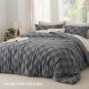 imageBedsure Queen Size Comforter Set Beige Boho Tufted Bed Set Checkered Farmhouse Shabby Chic Bedding 3 Pieces 1 Plaid Geometric Comforter and 2 Pillow Shams14  Dark Grey  Tufted Checkboard