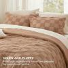 imageBedsure Queen Size Comforter Set Beige Boho Tufted Bed Set Checkered Farmhouse Shabby Chic Bedding 3 Pieces 1 Plaid Geometric Comforter and 2 Pillow Shams04  Taupe  Tufted Checkboard