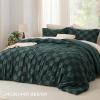 imageBedsure Queen Size Comforter Set Beige Boho Tufted Bed Set Checkered Farmhouse Shabby Chic Bedding 3 Pieces 1 Plaid Geometric Comforter and 2 Pillow Shams08  Emerald  Tufted Checkboard