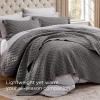 imageBedsure Quilts Queen Size  Grey Bedspreads Queen Size with Basket Weave Pattern Soft Quilt Bedding Lightweight Comforter Coverlet for All Seasons 90quot x 96quot00  Grey