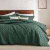 imageBedsure Quilts Queen Size  Grey Bedspreads Queen Size with Basket Weave Pattern Soft Quilt Bedding Lightweight Comforter Coverlet for All Seasons 90quot x 96quot05  Dark Green