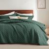 imageBedsure Quilts Queen Size  Grey Bedspreads Queen Size with Basket Weave Pattern Soft Quilt Bedding Lightweight Comforter Coverlet for All Seasons 90quot x 96quot05  Dark Green