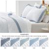 imageBedsure Quilts Queen Size  Queen Quilt Bedding Set Bedspread Coverlet Comforter Lightweight Corduroy Pattern Bedspread 3Piece Set with 90quotx96quot Coverlet ampamp 2 Pillow Shams AllSeason Soft Microfiber05  White Blue Stitching  Striped Borders