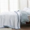 imageBedsure Quilts Queen Size  Queen Quilt Bedding Set Bedspread Coverlet Comforter Lightweight Corduroy Pattern Bedspread 3Piece Set with 90quotx96quot Coverlet ampamp 2 Pillow Shams AllSeason Soft Microfiber05  White Blue Stitching  Striped Borders