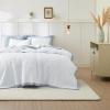 imageBedsure Quilts Queen Size  Queen Quilt Bedding Set Bedspread Coverlet Comforter Lightweight Corduroy Pattern Bedspread 3Piece Set with 90quotx96quot Coverlet ampamp 2 Pillow Shams AllSeason Soft Microfiber05  White Blue Stitching  Striped Borders