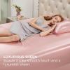 imageBedsure Satin Fitted Sheet Only Queen Size  Silk Bed Sheet Luxury ampamp Ultra Soft NonFading ampamp Wrinkle Free Good for Skin Silver Grey 60x8015 Inches 1 Piece No Pillowcases04  Pink