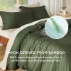 imageBedsure Silky Cooling Duvet Cover Queen Size  Lightweight 100 Rayon Derived from Bamboo Comforter Cover Set for Hot Sleepers Breathable ampamp MoistureWicking Bedding Set Pure White06  Olive Green No Comforter