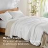 imageBedsure Silky Cooling Duvet Cover Queen Size  Lightweight 100 Rayon Derived from Bamboo Comforter Cover Set for Hot Sleepers Breathable ampamp MoistureWicking Bedding Set Pure WhiteWhite No Comforter