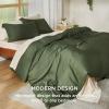 imageBedsure Silky Cooling Duvet Cover Queen Size  Lightweight 100 Rayon Derived from Bamboo Comforter Cover Set for Hot Sleepers Breathable ampamp MoistureWicking Bedding Set Pure White06  Olive Green No Comforter