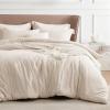 imageBedsure Beige Duvet Cover Queen Size  Super Soft Cationic Dyed Duvet Cover for Kids with Zipper Closure 3 Pieces No ComforterQueen 90quotx90quot