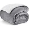 imageBedsure GentleSoft Sherpa Fleece Blankets Queen Size for Bed  Thick and Warm Soft Fuzzy Plush Queen Blanket for Winter Navy 90x90 Inches01  Grey